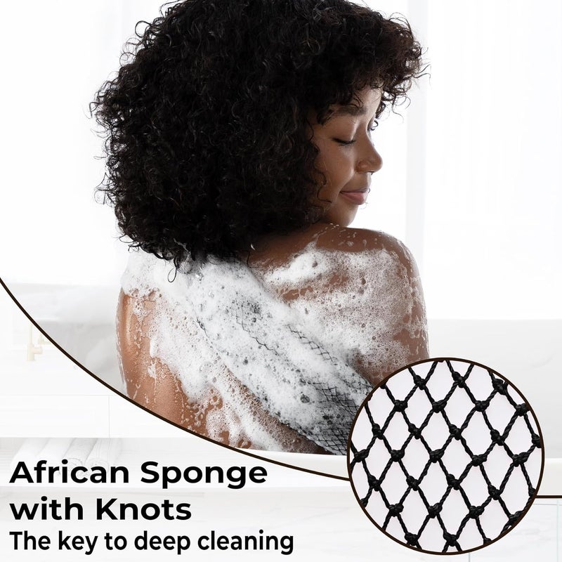 MINISENTIALS African Net Sponge Authentic - Afro Scrub Exfoliating Net Sponge with Knots - African Bath Sponges for Body Scrubber Exfoliator - Back Scrubber for Shower Bathing Accessories - Image 5
